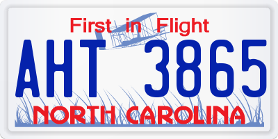 NC license plate AHT3865