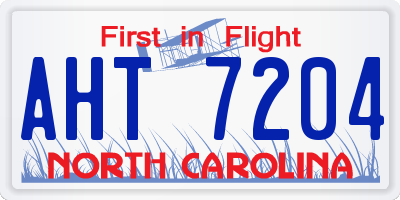 NC license plate AHT7204