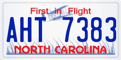 NC license plate AHT7383