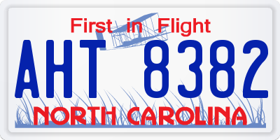 NC license plate AHT8382