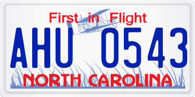 NC license plate AHU0543