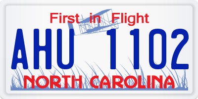 NC license plate AHU1102