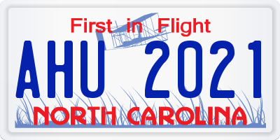 NC license plate AHU2021