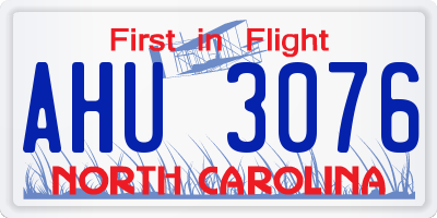 NC license plate AHU3076