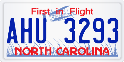NC license plate AHU3293