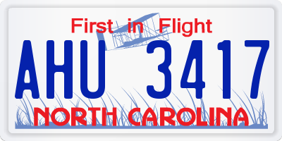 NC license plate AHU3417
