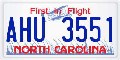 NC license plate AHU3551