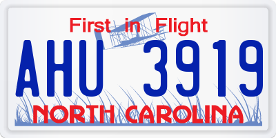 NC license plate AHU3919