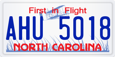 NC license plate AHU5018