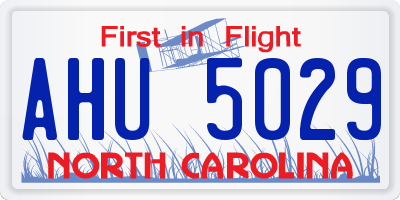 NC license plate AHU5029