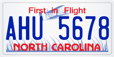 NC license plate AHU5678