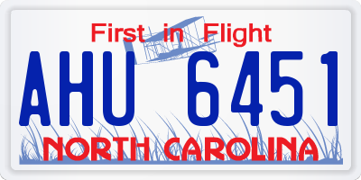 NC license plate AHU6451