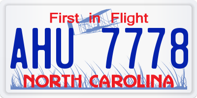 NC license plate AHU7778