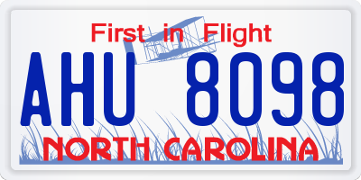 NC license plate AHU8098