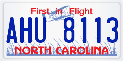 NC license plate AHU8113