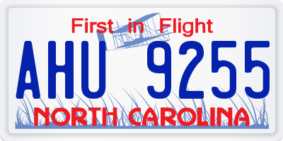 NC license plate AHU9255