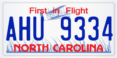 NC license plate AHU9334