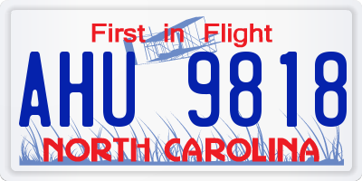 NC license plate AHU9818