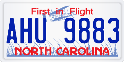 NC license plate AHU9883