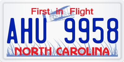NC license plate AHU9958