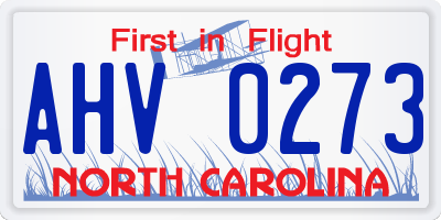 NC license plate AHV0273