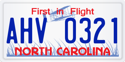 NC license plate AHV0321