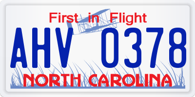 NC license plate AHV0378