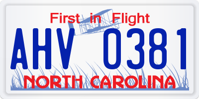 NC license plate AHV0381