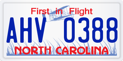 NC license plate AHV0388