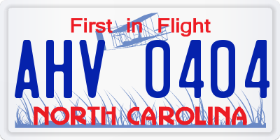 NC license plate AHV0404