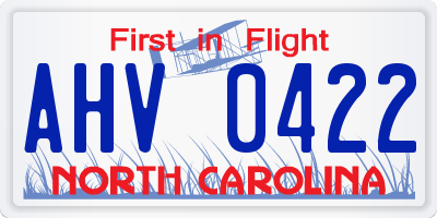 NC license plate AHV0422