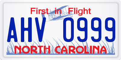 NC license plate AHV0999