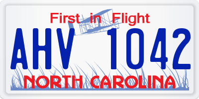 NC license plate AHV1042