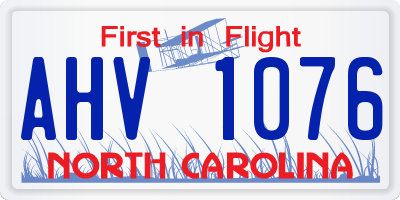 NC license plate AHV1076