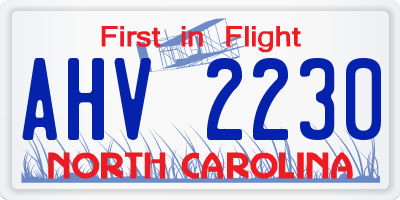 NC license plate AHV2230