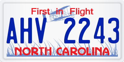 NC license plate AHV2243