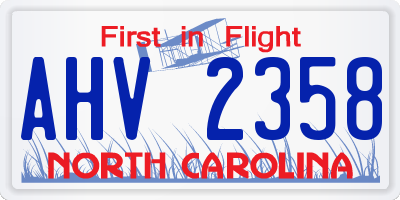 NC license plate AHV2358