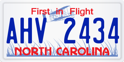 NC license plate AHV2434