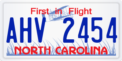 NC license plate AHV2454
