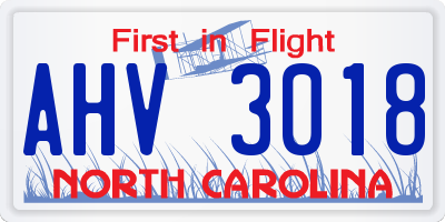 NC license plate AHV3018