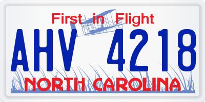 NC license plate AHV4218