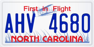 NC license plate AHV4680