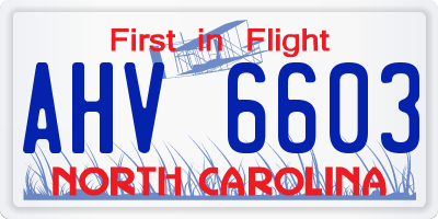 NC license plate AHV6603