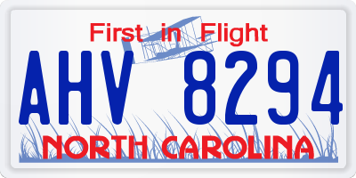 NC license plate AHV8294