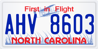 NC license plate AHV8603