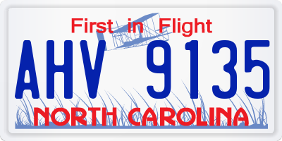 NC license plate AHV9135