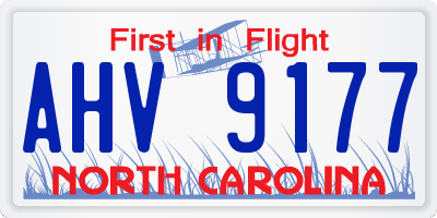 NC license plate AHV9177