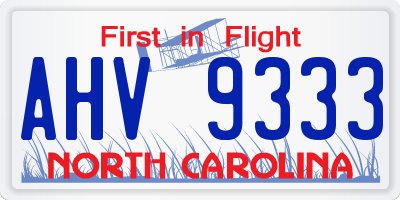 NC license plate AHV9333