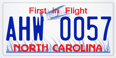 NC license plate AHW0057