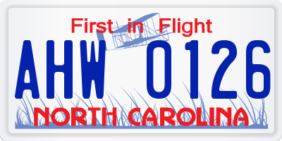 NC license plate AHW0126
